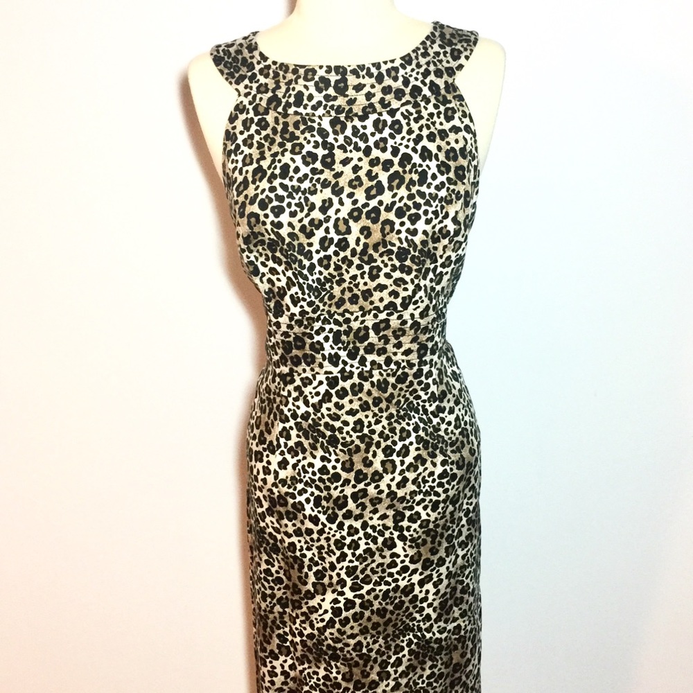Boston Proper Animal Print Sleeveless Sheath Dress